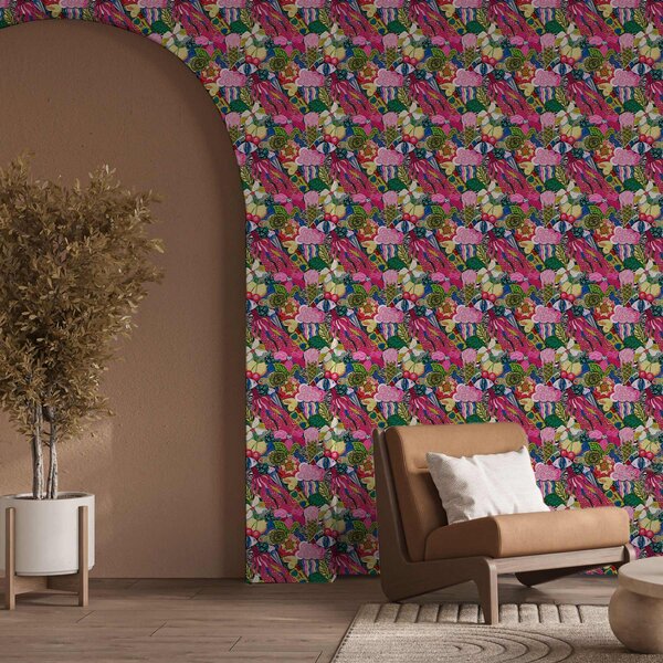 Tapety Abstraktní pop-art s květinami, bobulemi a vzory, Tapety abstraktní, a00471 : uwalls.cz