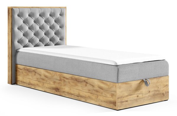 Kontinentální postel 90x200 CHANTELLE 3 MINI - dub wotan / antracitová + topper ZDARMA