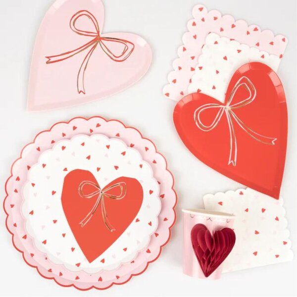 Papírový talíř Heart pattern – set 8 ks