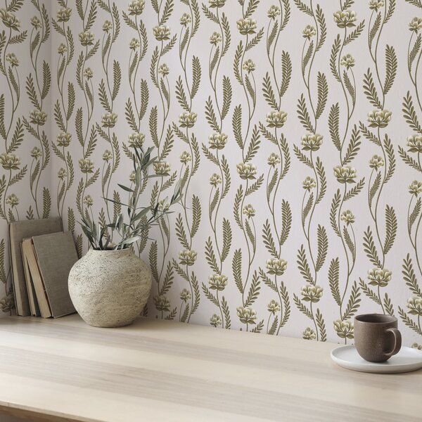 Tapety Vertikální ornament s bílými květy na růžovém pozadí, Tapety květiny, a00476 : uwalls.cz