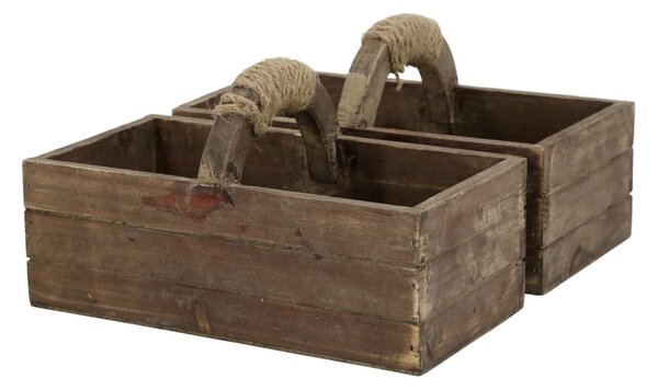 Dřevěný box s madlem – set 3 ks