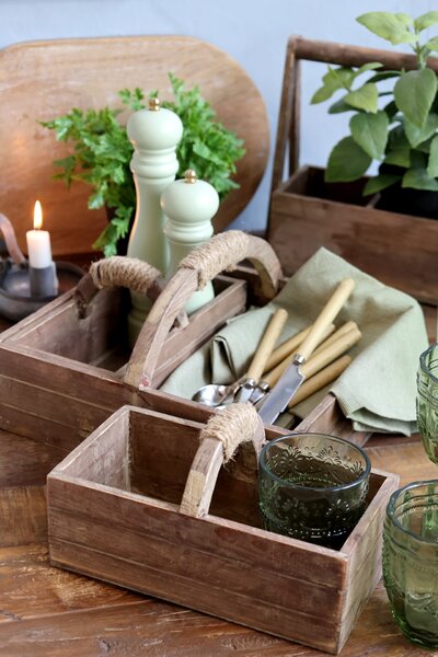 Dřevěný box s madlem – set 3 ks