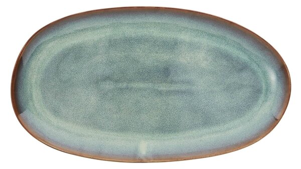Oválný kameninový talíř Green Reactive Glaze 36 cm