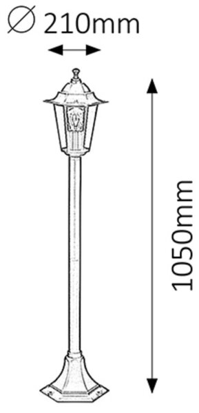 Rabalux 8210 - Venkovní lampa VELENCE 1xE27/60W/230V 105 cm