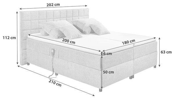 POSTEL BOXSPRING, 180/200 cm, světle šedá MID.YOU - Manželské postele, Online Only