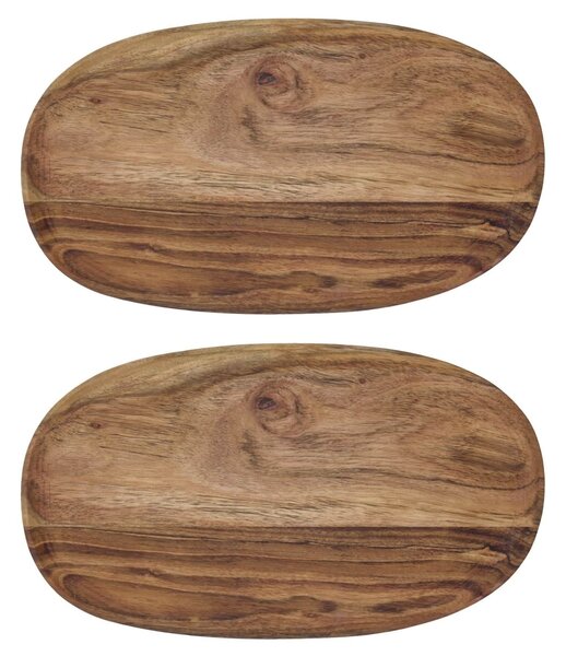 Dřevěný podnos Acacia Oval – set 2 ks