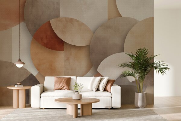 Fototapety texturovaná abstraktní geometrie v teplých hnědých a okrových tónech, Fototapety abstraktní, w04310 : uwalls.cz