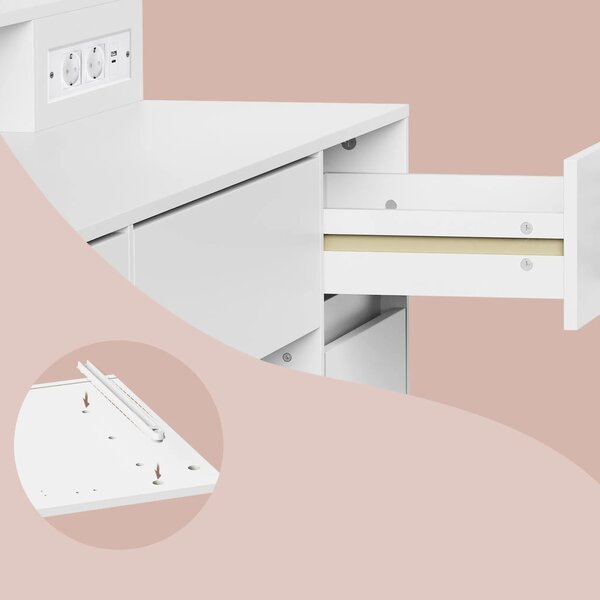 SONGMICS Toaletní stolek s LED osvětlením a nabíjecí stanicí Vasagle Brill 107 cm bílý