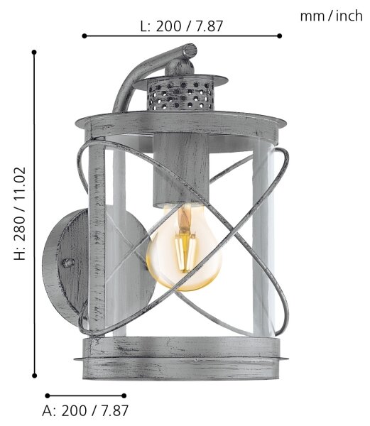 Eglo 94866 - Venkovní svítidlo HILBURN 1 1xE27/60W/230V IP44
