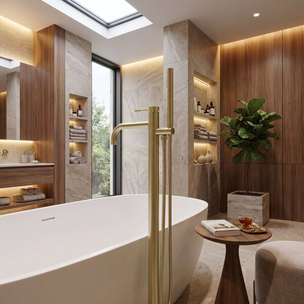 Volně stojící baterie Rea Venti Brush Gold