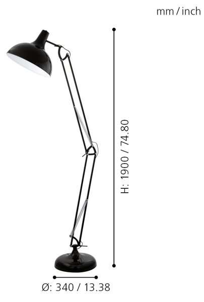 Eglo 94698 - Stojací lampa BORGILLIO 1xE27/60W/230V