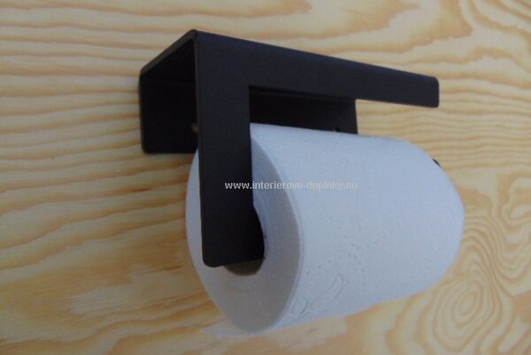 Nástěnný držák toaletního papíru černý kovový hloubka 6,5 cm