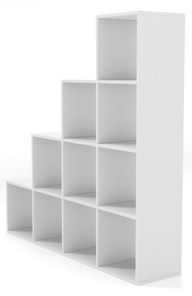 MIADOMODO Stupňovitý regál velký, volně stojící, bílý