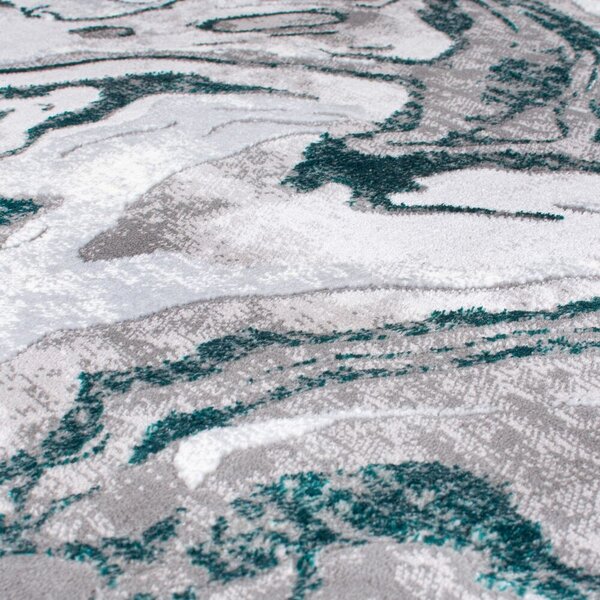 Flair Rugs, Běhoun Eris Marbled Emerald, 60x230, modrá, chodba / předsíň