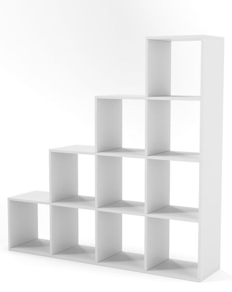 MIADOMODO Stupňovitý regál velký, volně stojící, bílý