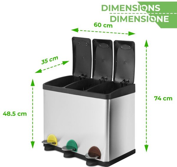 Jago Odpadkový koš na tříděný odpad 45 L , nerezový