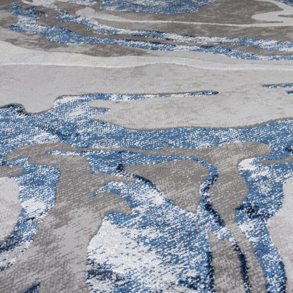 Flair Rugs, Běhoun Eris Marbled Navy, 60x230, modrá, chodba / předsíň