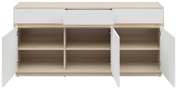 ŠIROKÁ KOMODA, bílá, barvy dubu, 173,5/80,8/42 cm Hom`in - Široké komody