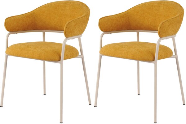 Rebecca Mobili židle Piesang 82,5x57x56,5 Polyesterová tkanina Ocelová žlutá Bílá Moderní SET 2 kusů