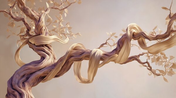 Fototapety Kroucený kmen stromu s ozdobnými listy, Fototapety příroda, w09360 : uwalls.cz