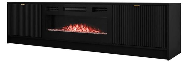 Široký televizní stolek s elektrickým krbem TABORO - černý
