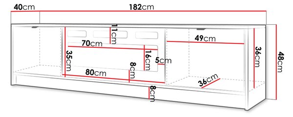 Široký televizní stolek s elektrickým krbem TABORO - bílý