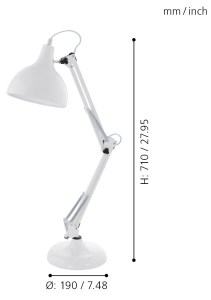 Eglo 94699 - Stolní lampa BORGILLIO 1xE27/40W/230V