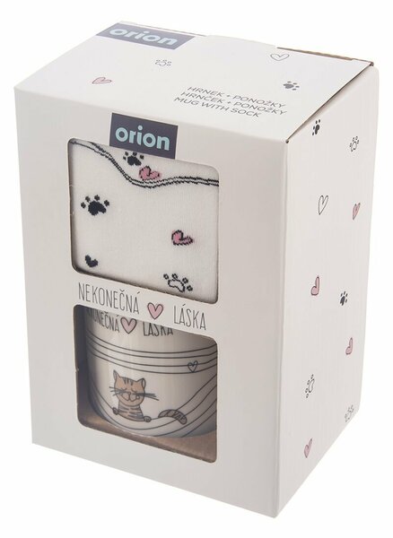 Orion Dárkový hrnek s ponožkami Nekonečná láska kočka 350 ml
