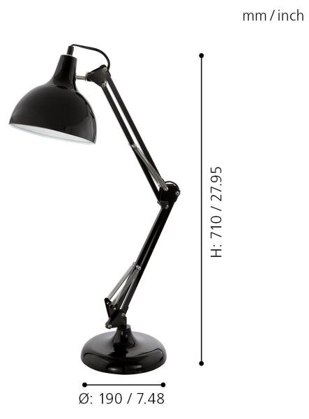 Eglo 94697 - Stolní lampa BORGILLIO 1xE27/40W/230V