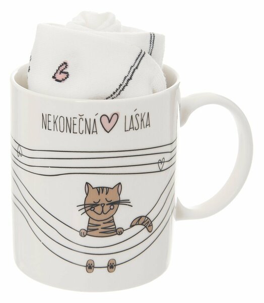 Orion Dárkový hrnek s ponožkami Nekonečná láska kočka 350 ml