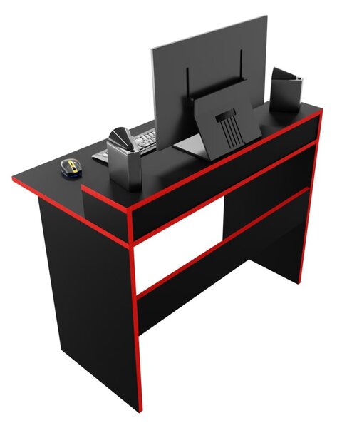 Herní pc stůl Adapt (černá + červená) (bez osvětlení)