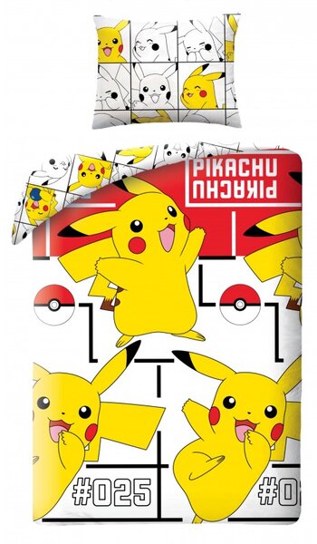 Halantex Bavlněné povlečení 140x200 + 70x90 cm - Pokémon Pikachu