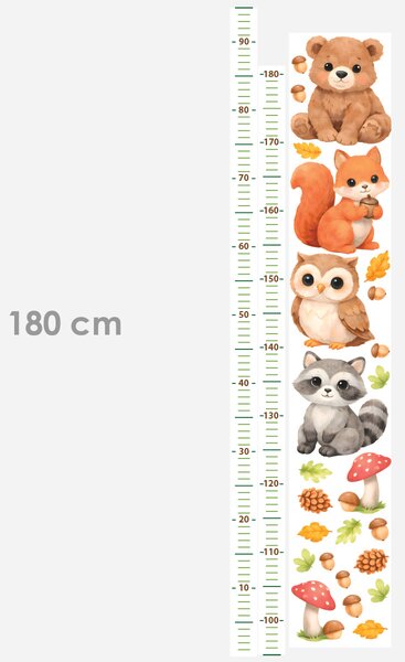 Metr lesní mláďata textilní přelepitelné samolepky na zeď výška 160 cm