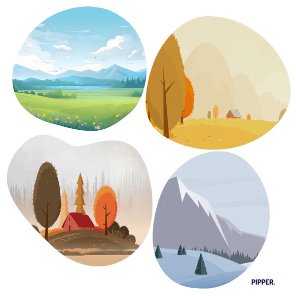 PIPPER. Textilní nálepka na zeď "Čtyři roční období"
