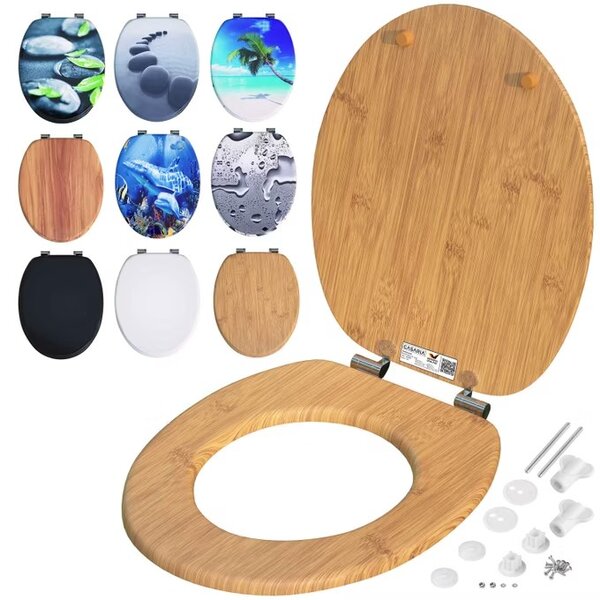 Casaria WC sedátko s automatickým spouštěním dekor bambus 108586