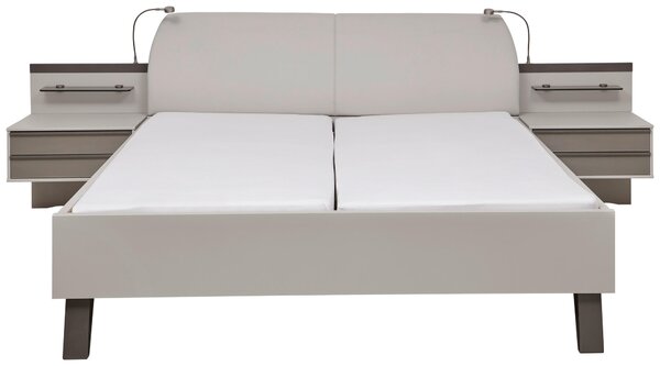 POSTEL S NOČNÍMI STOLKY, 180/200 cm, hnědá, šedá Dieter Knoll - Postele s nočními stolky