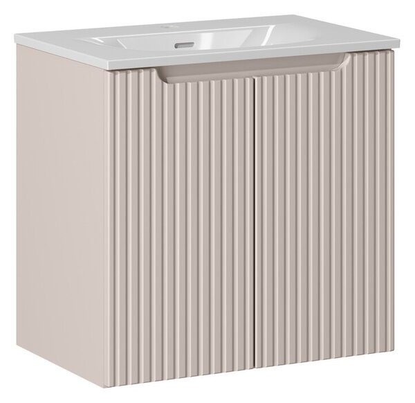 Comad Koupelnová skříňka Nova Cashmere I Sky se zápustným umyvadlem 60 cm kašmírová/bílá