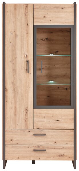 VITRÍNA, dub artisan, 92/205/41 cm Hom`in - Kredence a vitríny