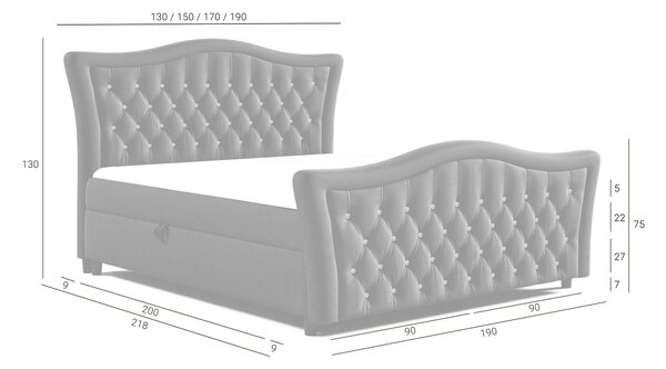 Manželská postel 140x200 IVELINA - krémová + topper ZDARMA