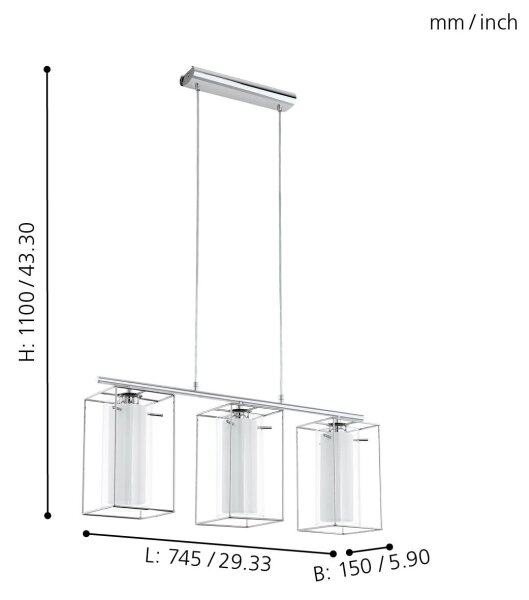 Eglo 94378 - Lustr LONCINO 1 3xE27/60W/230V
