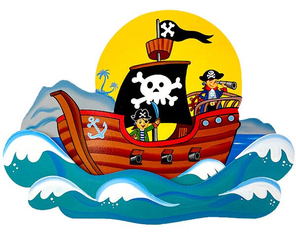 Dětská nástěnná dekorace ze dřeva pirátská loď