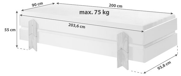 STOHOVATELNÁ POSTEL, 90/200 cm bílá MID.YOU - Dětské postele, Online Only