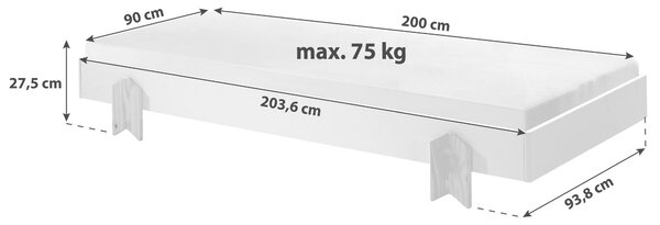 POSTEL PRO DĚTI A MLÁDEŽ, 90/200 cm bílá MID.YOU - Dětské postele, Online Only