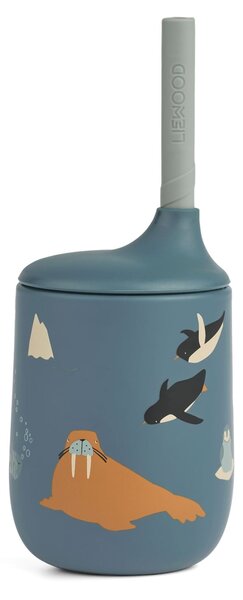 Silikonový hrneček s brčkem Ellis Arctic Sea 230 ml