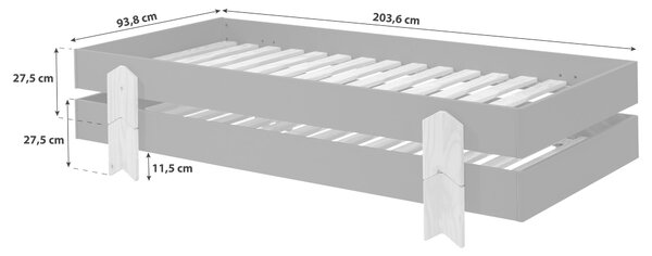 STOHOVATELNÁ POSTEL, 90/200 cm šedá MID.YOU - Dětské postele, Online Only
