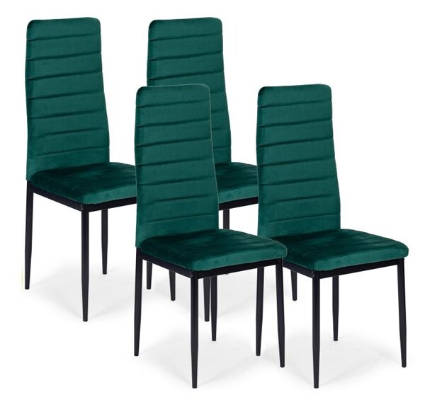 ModernHOME Židle s profilovanou opěrkou - GREEN VELVET - 4 kusy VELVET4ZIELONY4