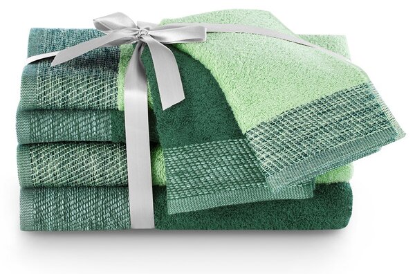 Sada bavlněných ručníků AmeliaHome Aria tmavě zelená/pistáciová