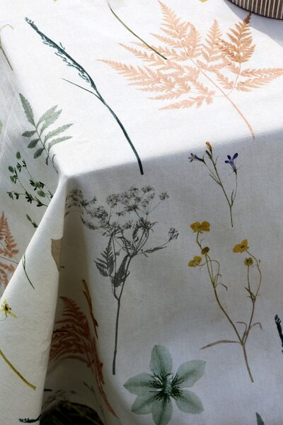 Bavlněný ubrus Aix Floral / Cream 240 × 140 cm