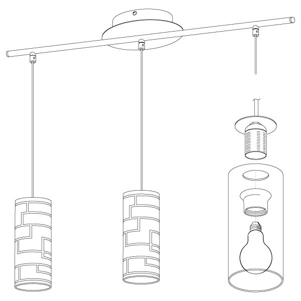 Eglo 92563 - Lustr na lanku BAYMAN 3xE27/60W/230V