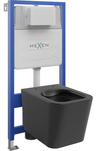 Mexen WC podomítkový set Felix Slim stojan s WC mísou Teo, Matná černá